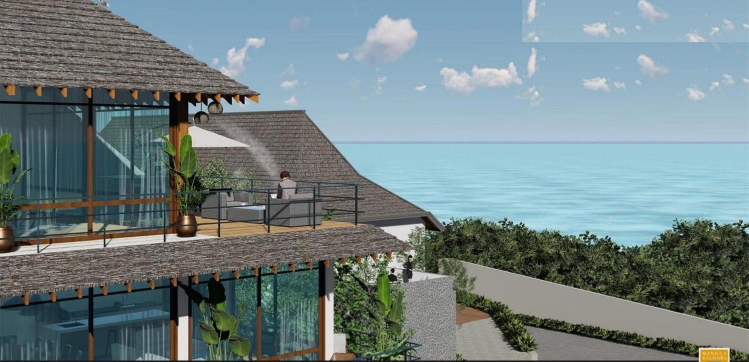 Boutique hotel concept, ocean-view balcony